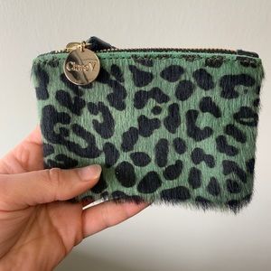 Clare V leopard coin clutch
